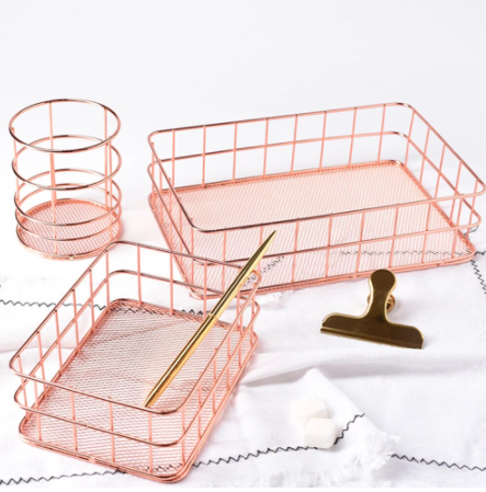 Rose Gold Series Desk Organiser - Baskets (Set of 2)