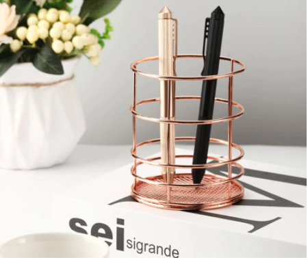 Rose Gold Series Desk Organiser - Round Pen Holder