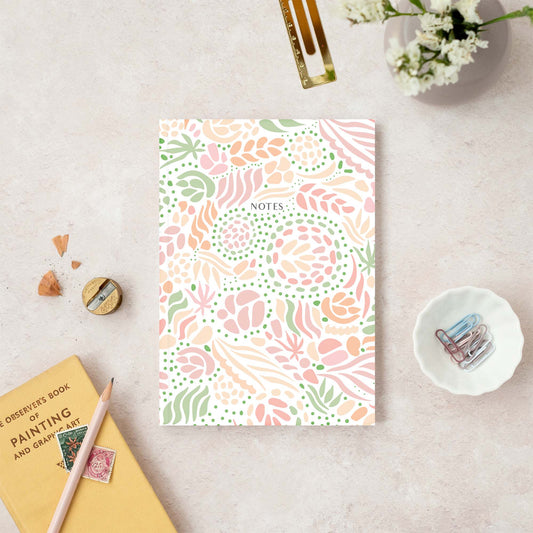 Pastel pink and peach patterned notebook | A5 lined notebook: Lined Pages